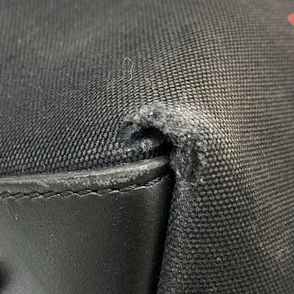 Auth CHRISTIAN LOUBOUTIN fringe bus - Black Red White Canvas Leather Tote Bag - Picture 6 of 15